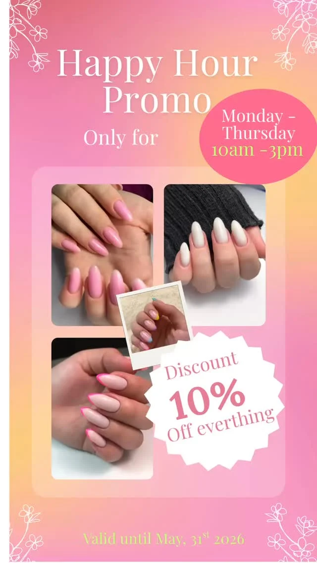 New nails, new you! 🌸 Step into our launch special before it’s gone! 

#missisauganailsalon 
#nailsinspo 
#missisauganailtech
#nailsalonpromo