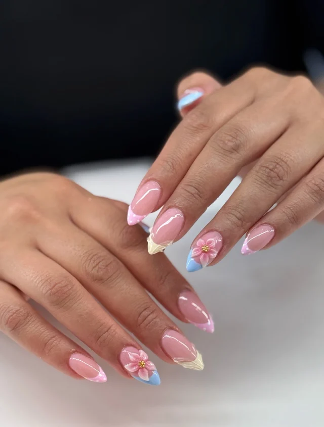 Delicate 3D florals + pastel French tips = the perfect feminine vibe. 💗🩵🤍

Book now at: https://gemmanailsspa.ca

#GemmaNailsSpa #MississaugaNails #NailArt #3DNails #FloralNails