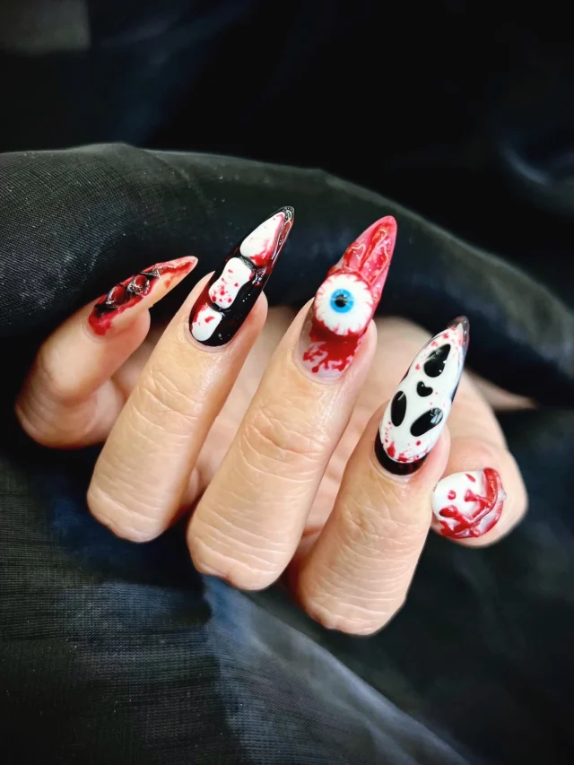 💀Sweet nightmares start at your fingertips 👻👺😈

Book now at: https://gemmanailsspa.ca

#HorrorNails #BloodyNails #HalloweenNails #NailArt